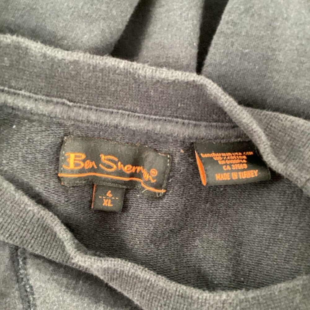 Ben Sherman Mens Pullover Fleece Sweatshirt Dark Blue Large Lg 100% Cotton - Picture 7 of 9
